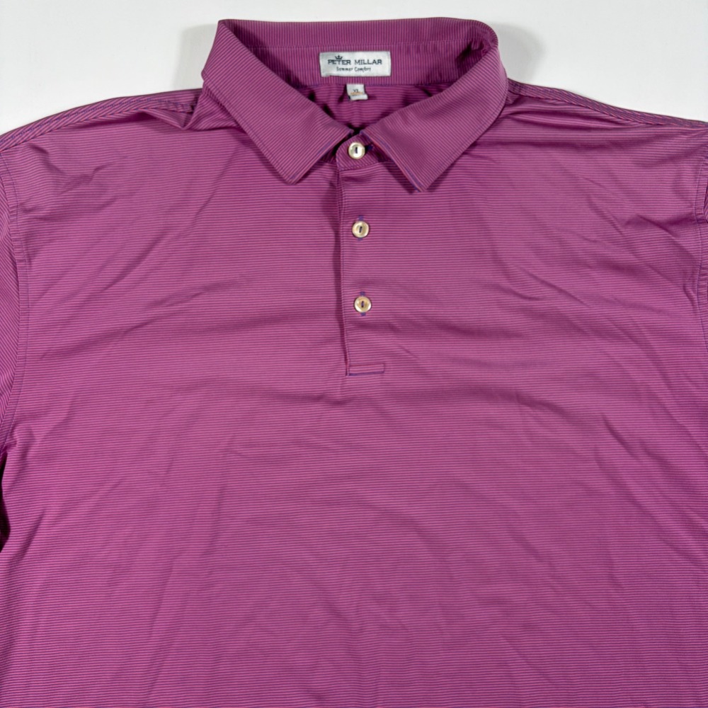 Peter Millar Summer Comfort Polo Mens XL Performance Striped Short Sleeve Purple